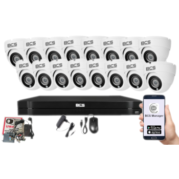 ZESTAW MONITORINGU BCS-L-XVR1602-4KE(5) + 16x BCS-EA28FSR3(H2)(2) 8Mpx 2.8mm IR30 2TB